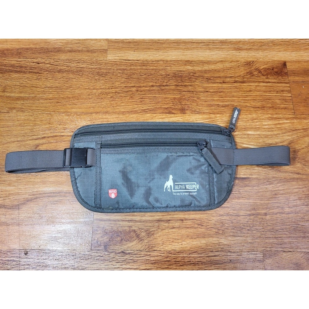 Alpha keeper stealth travel wallet RFID blocker Gray zippered many pockets